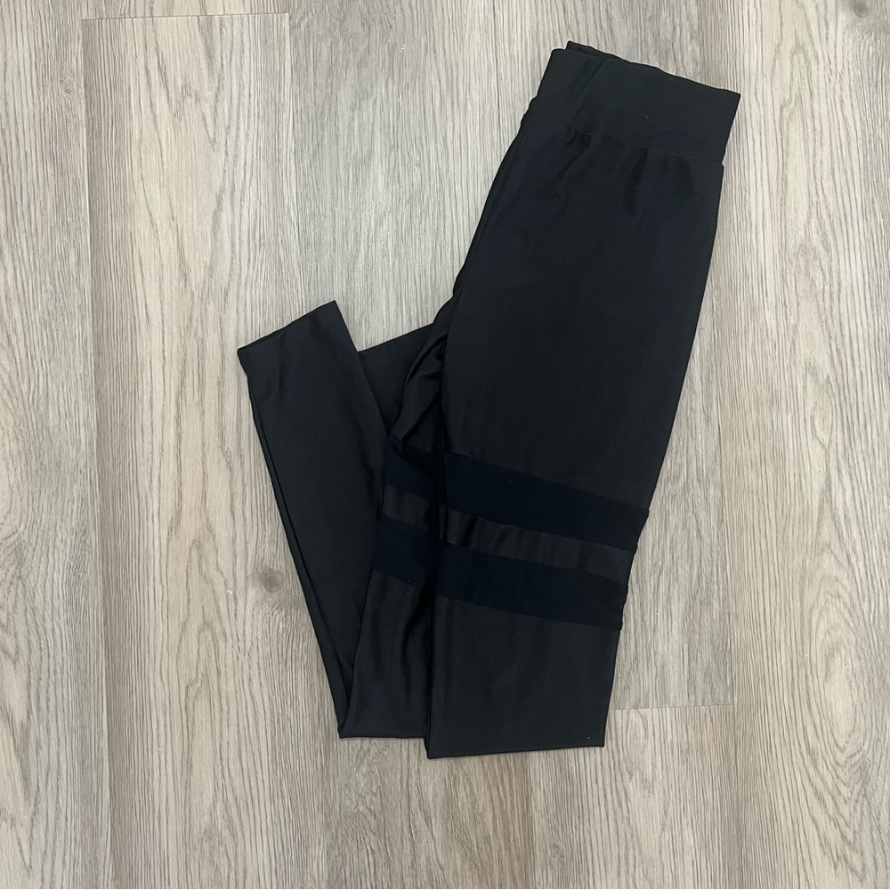 SHEIN Black Leggings with Sporty Mesh Accents - Small